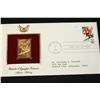 Image 1 : 1984 First Day Issue 22K Gold Replica Stamp W/Postal Stamp; Winter Olympic Games Alpine Skiing