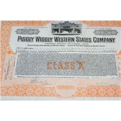 Piggly Wiggly Western States Co. Stock Certificate Dated 1926