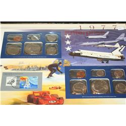 1977 US Mint Coin Set Commerating Enterprise, P,D&S Mints, UNC W/Postal Stamps Dated 1994