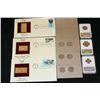 Image 2 : Grab Bag to Include First Day Issue 22K Gold Replica Stamp, Graded Coin & State Quarter Coin, Lot of
