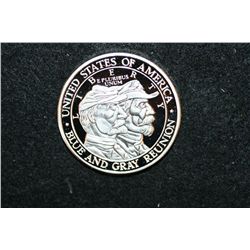 1988 Blue and Gray Reunion Silver Round; 125th Anniversary of the Battle of Gettsburg, .999 Silver