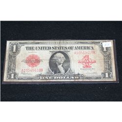 1923 United States Note $1, Red Seal, Large Washington Bill