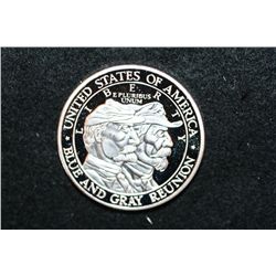 1988 Blue and Gray Reunion Silver Round; 125th Anniversary of the Battle of Gettsburg, .999 Silver