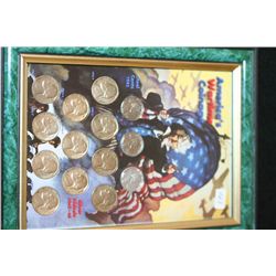 Framed America's Wartime Coinage Steel Penny & Silver Nickel
