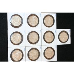Walking Liberty Half Dollar; Various Dates & Conditions, Lot of 10