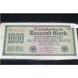 1922 German 1,000 Fausend Mark Foreign Bank Note