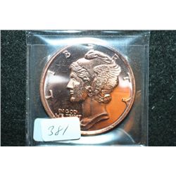 2012 "Mercury Dime" Copper Round; .999 Fine Copper 1 Oz.