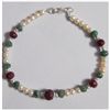 Image 1 : Natural 77.90ct Pearl/Emerald. Ruby Bracelet .925 Sterl