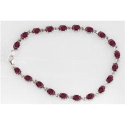 NATURAL 15.00 CTW RUBY OVAL BRACELET .925 STERLING SILV
