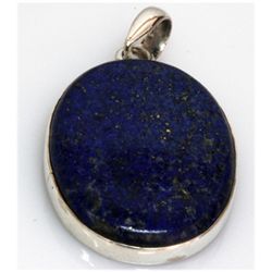 Natural 12.36 g Lapis Oval .925 Sterling Silver Pendant