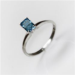 Natural 3.25 ctw Blue Topaz Emerald .925 Sterling Ring