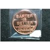 Image 2 : Barter is Better Copper Round-Buy Local Go Local; .999 Fine Copper 1 Oz.