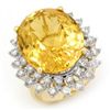 Image 1 : HUGE 20 ctw Citrine & Diamond Ring 14K