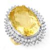 Huge! 37.75 ctw Citrine & Diamond Ring 14K