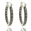 Image 1 : Sterling Silver Marcasite Hoop Earrings