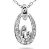 10k White Gold Diamond Accent Mother and Baby Necklace