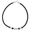 Black Leather with Stainless Steel Cylinder Necklace