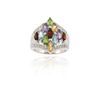 Image 1 : Glitzy Rocks Sterling Silver Multi-gemstone and Cubic Zirconia Ring