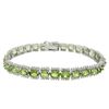 Image 1 : Sterling Silver Oval-cut Peridot and Round-cut Diamond Accent Link Bracelet Item#: 13269550