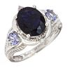 14k White Gold Iolite and Tanzanite Ring