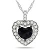 14k White Gold 1ct TDW Black and White Diamond Heart Necklace