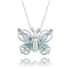 Sterling Silver Blue Topaz and Diamond Accent Butterfly Necklace
