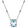 Sterling Silver Blue Topaz and 1/10ct TDW Diamond Necklace
