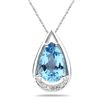 10k White Gold and Sterling Silver Blue Topaz and Diamond Necklace