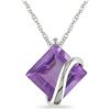 10k White Gold Square Amethyst Necklace