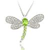 Sterling Silver Peridot and Diamond Accent Dragonfly Necklace