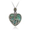 Sterling Silver Marcasite and Turquoise Heart Necklace