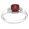 Sterling Silver Garnet and Diamond Fashion Ring