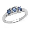 Silver Genuine Blue Sapphire and Diamond Ring