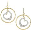 10k Gold White Crystal Circle Heart Earrings