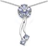 Sterling Silver Blue Tanzanite Flower Necklace