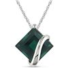 10k White Gold Created Emerald Necklace