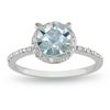 Sterling Silver Aquamarine and Diamond Accent Ring