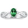 Image 1 : 10k White Gold Emerald and Diamond Accent Ring
