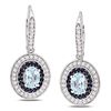 Sterling Silver Sky Blue Topaz and Black/ White Sapphire Earrings