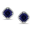 Miadora Sterling Silver Created Sapphire Stud Earrings