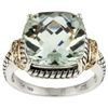 Meredith Leigh 14k Gold and Silver Green Amethyst and Diamond Accent Ring