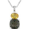 Image 1 : Sterling Silver Smokey Quartz and Citrine Necklace