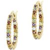 Image 1 : Glitzy Rocks 18k Gold over Sterling Silver Multi-gemstone Hoop Earrings