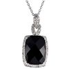 Sterling Silver Black Onyx and 1/10ct TDW Diamond Necklace