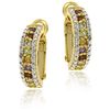 Glitzy Rocks 18k Gold over Silver Gemstone Semi-hoop Earrings