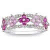 Image 1 : 10k White Gold Created Ruby, Pink Sapphire, Diamond Ring