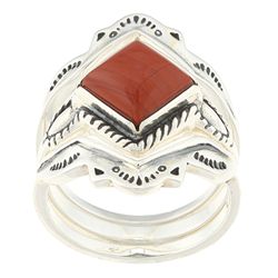 Southwest Moon Sterling Silver Red Jasper Stackable Rings