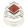 Image 1 : Southwest Moon Sterling Silver Red Jasper Stackable Rings