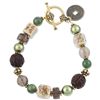 Charming Life Goldtone Asian Art Glass Cube Bracelet