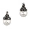 Sterling Silver Faux Pearl and Marcasite Earrings